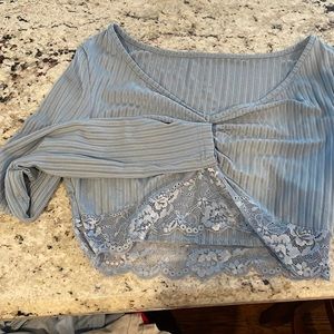 Shein size Small long sleeve crop top with lace detail